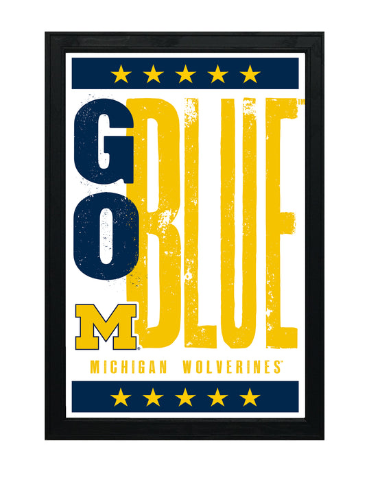 Limited Edition Michigan Wolverines Go Blue Poster - Letterpress Print Art - 13x19"