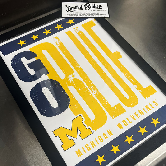 Limited Edition Michigan Wolverines Go Blue Poster - Letterpress Print Art - 13x19"