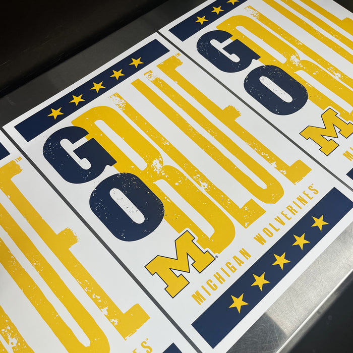 Limited Edition Michigan Wolverines Go Blue Poster - Letterpress Print Art - 13x19"