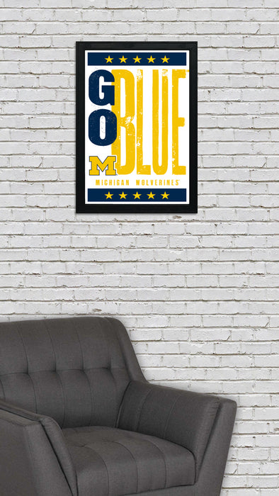 Limited Edition Michigan Wolverines Go Blue Poster - Letterpress Print Art - 13x19"