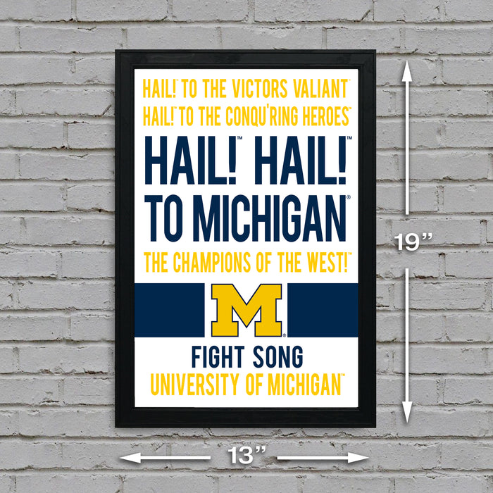 Limited Edition Michigan Wolverines Fight Song Poster - Hail to the Victors Print Art - 13x19"