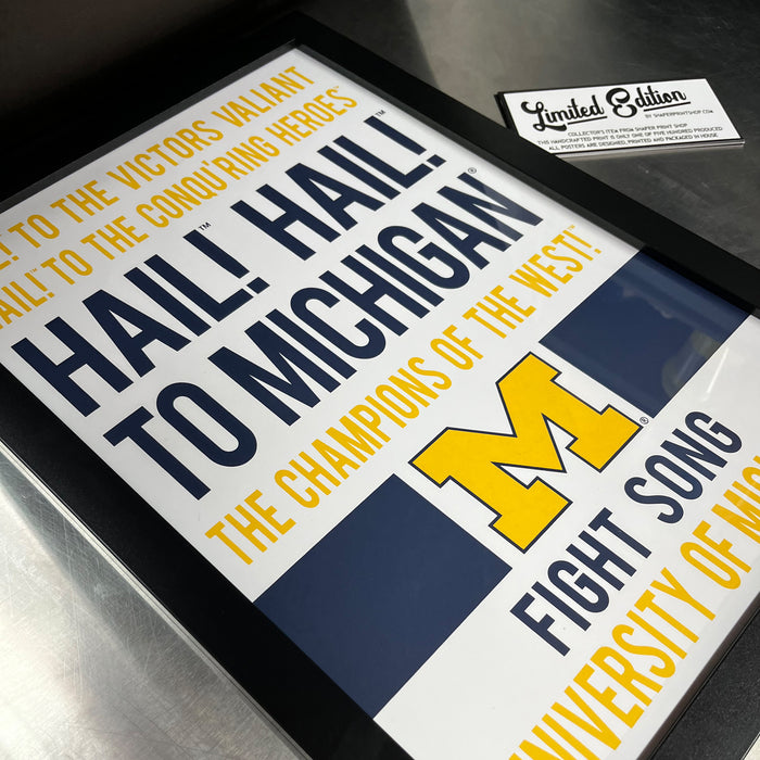 Limited Edition Michigan Wolverines Fight Song Poster - Hail to the Victors Print Art - 13x19"