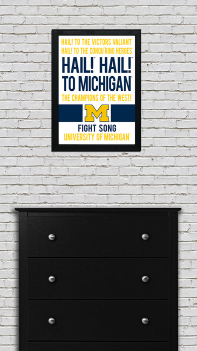 Limited Edition Michigan Wolverines Fight Song Poster - Hail to the Victors Print Art - 13x19"