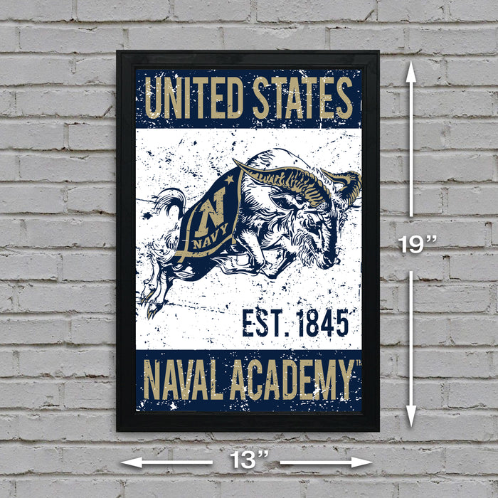 Limited Edition Navy Midshipmen Vintage Mascot Poster Art Print - 13x19"