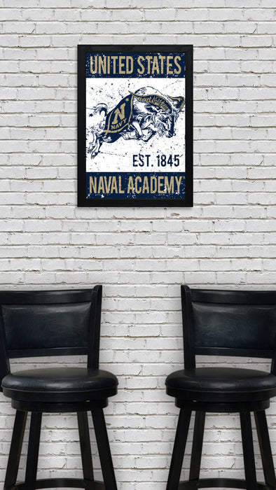 Limited Edition Navy Midshipmen Vintage Mascot Poster Art Print - 13x19"