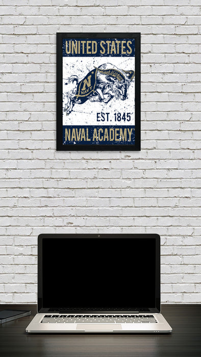 Limited Edition Navy Midshipmen Vintage Mascot Poster Art Print - 13x19"