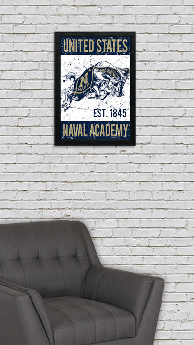 Limited Edition Navy Midshipmen Vintage Mascot Poster Art Print - 13x19"