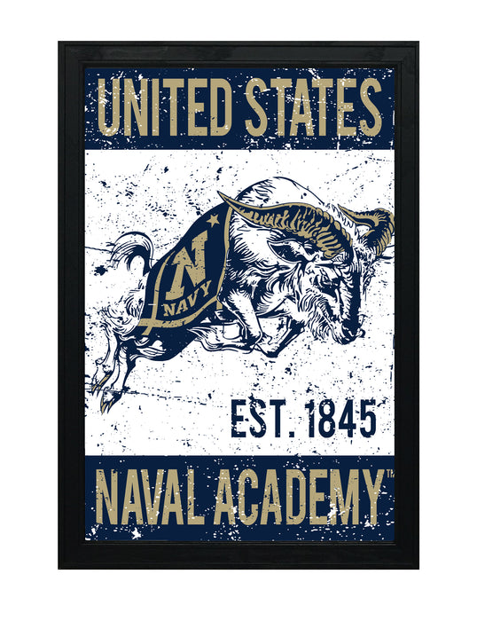 Limited Edition Navy Midshipmen Vintage Mascot Poster Art Print - 13x19"