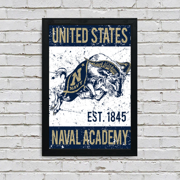 Limited Edition Navy Midshipmen Vintage Mascot Poster Art Print - 13x19"