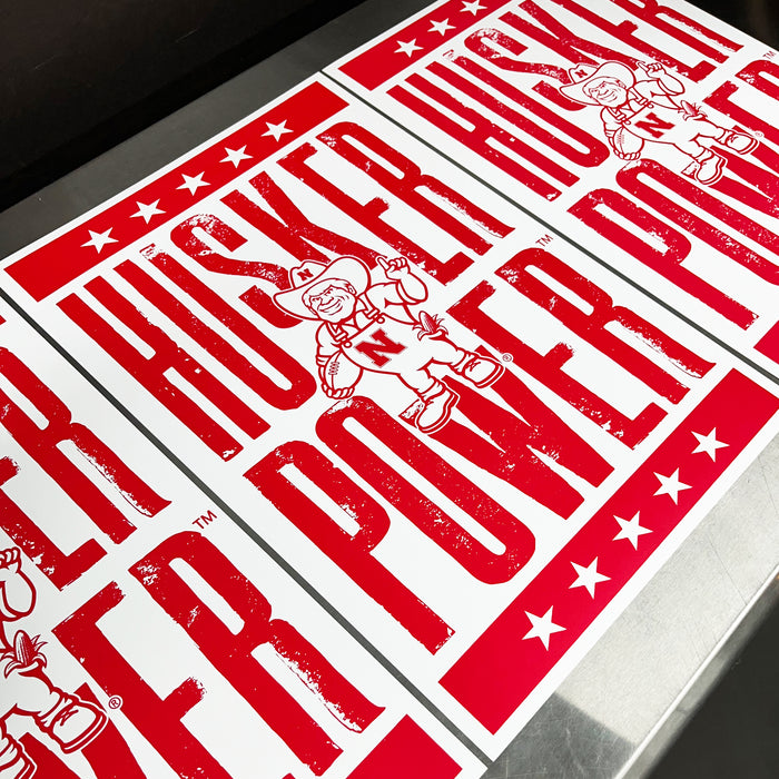 Limited Edition Husker Power Letterpress Nebraska Cornhuskers Poster Art - 13x19"