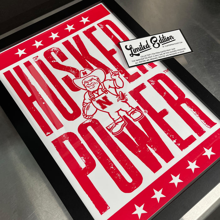 Limited Edition Husker Power Letterpress Nebraska Cornhuskers Poster Art - 13x19"