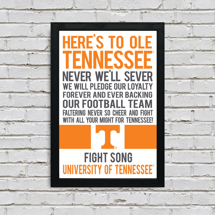 Limited Edition Tennessee Volunteers Fight Song - Down The Field Tennessee Vols Poster Art - 13x19"