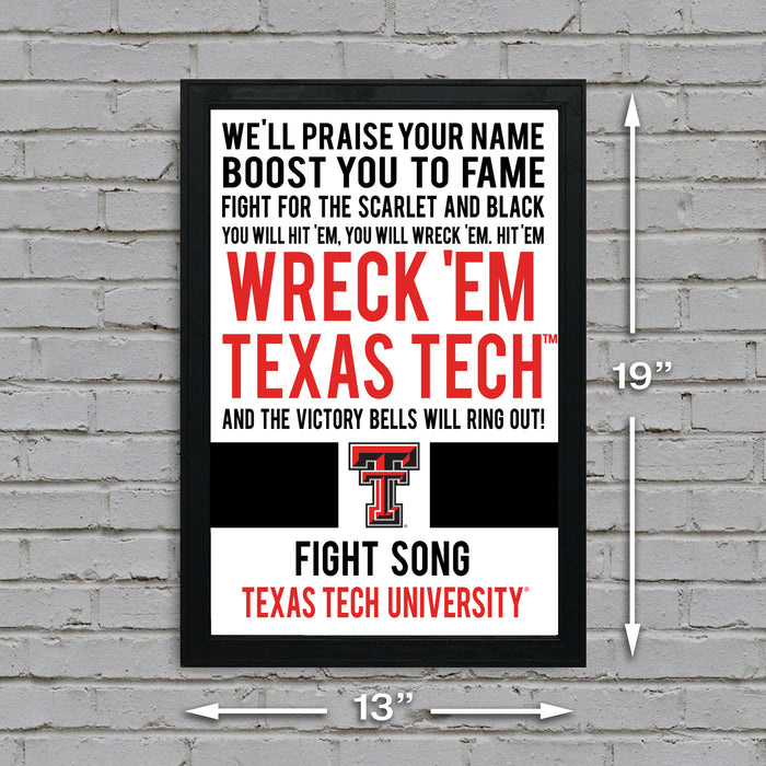 Limited Edition Texas Tech Red Raiders Fight Song Poster Print Art - 13x19"