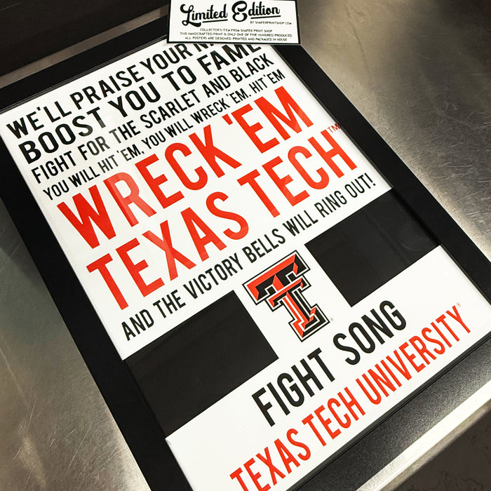 Limited Edition Texas Tech Red Raiders Fight Song Poster Print Art - 13x19"