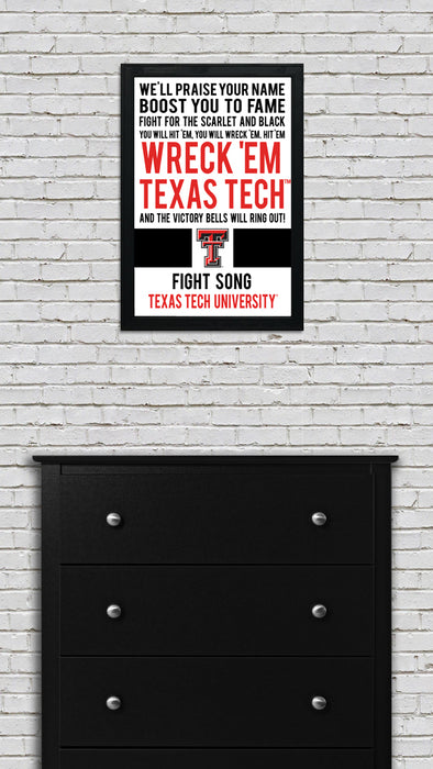 Limited Edition Texas Tech Red Raiders Fight Song Poster Print Art - 13x19"