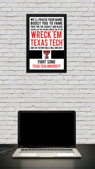 Limited Edition Texas Tech Red Raiders Fight Song Poster Print Art - 13x19"