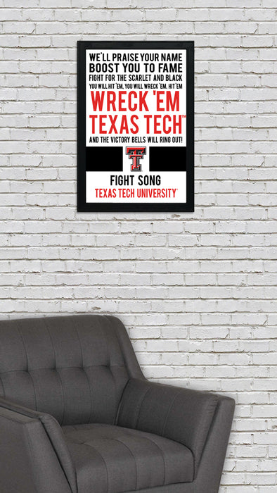 Limited Edition Texas Tech Red Raiders Fight Song Poster Print Art - 13x19"