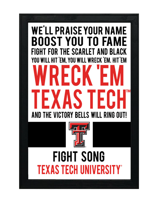 Limited Edition Texas Tech Red Raiders Fight Song Poster Print Art - 13x19"
