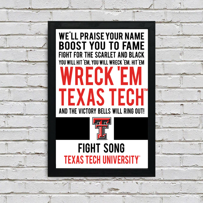 Limited Edition Texas Tech Red Raiders Fight Song Poster Print Art - 13x19"
