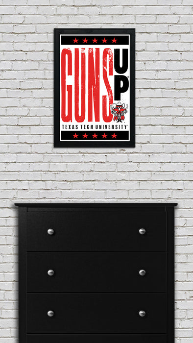 Limited Edition Texas Tech Red Raiders Guns Up Letterpress Poster Print Art - 13x19"