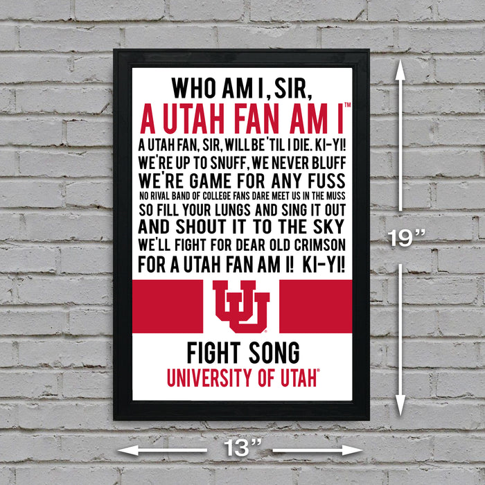 Limited Edition Utah Utes Fight Song Poster Print Art - 13x19"