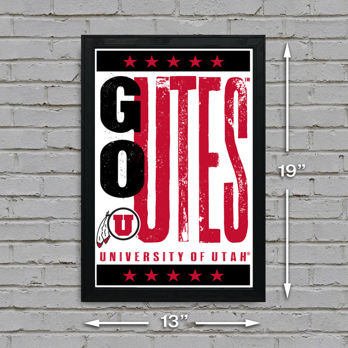 Limited Edition Utah Utes - Go Utes Letterpress Poster Print Art - 13x19"
