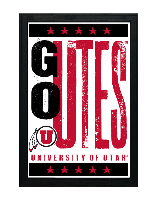 Limited Edition Utah Utes - Go Utes Letterpress Poster Print Art - 13x19"