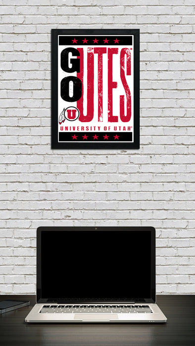 Limited Edition Utah Utes - Go Utes Letterpress Poster Print Art - 13x19"
