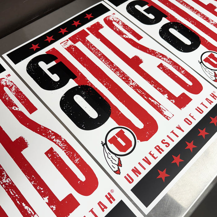 Limited Edition Utah Utes - Go Utes Letterpress Poster Print Art - 13x19"