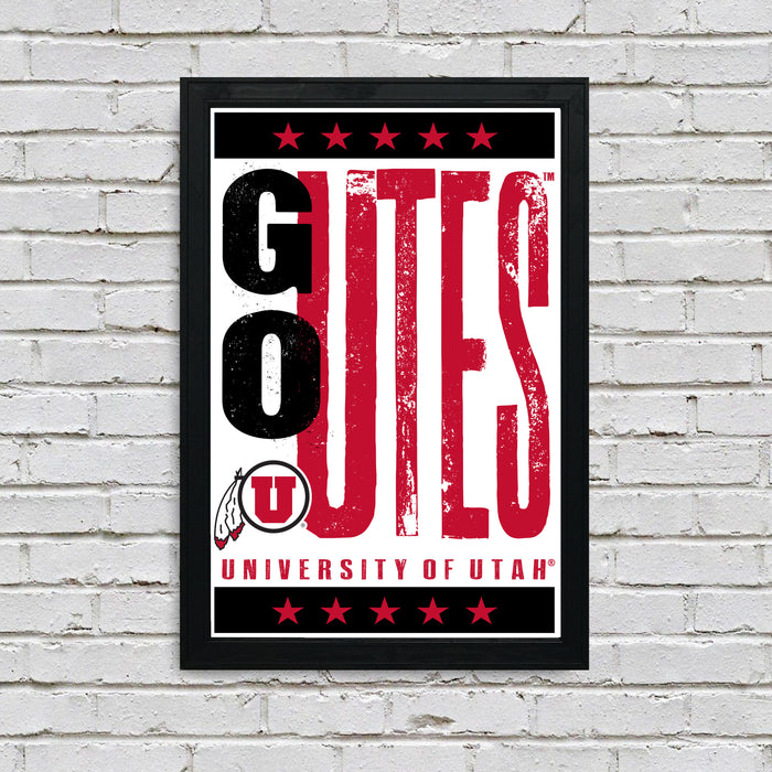 Limited Edition Utah Utes - Go Utes Letterpress Poster Print Art - 13x19"