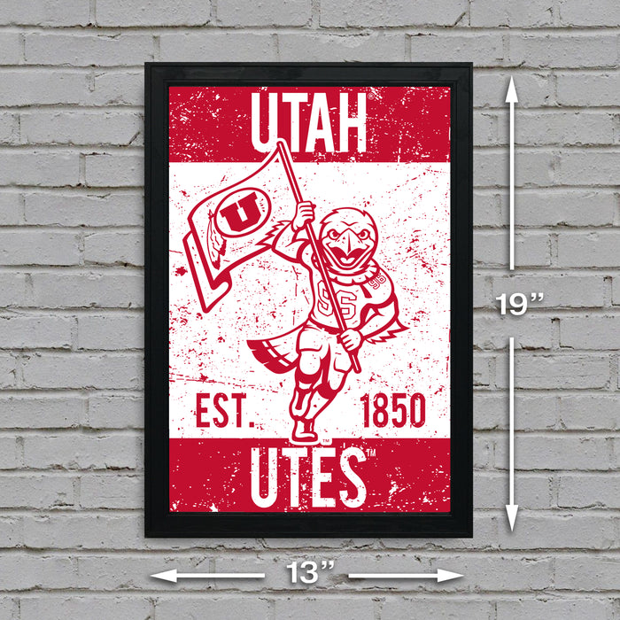 Limited Edition Utah Utes Vintage Mascot Poster Print Art - 13x19"