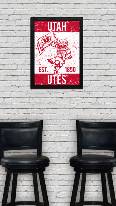 Limited Edition Utah Utes Vintage Mascot Poster Print Art - 13x19"