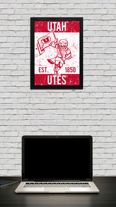 Limited Edition Utah Utes Vintage Mascot Poster Print Art - 13x19"