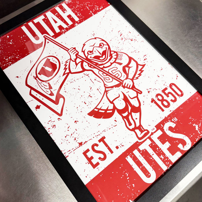Limited Edition Utah Utes Vintage Mascot Poster Print Art - 13x19"
