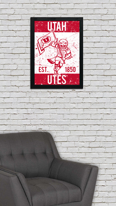 Limited Edition Utah Utes Vintage Mascot Poster Print Art - 13x19"