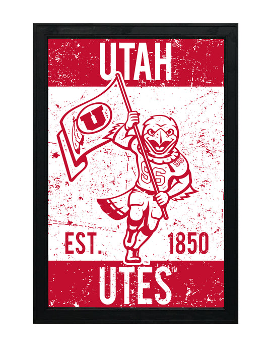 Limited Edition Utah Utes Vintage Mascot Poster Print Art - 13x19"