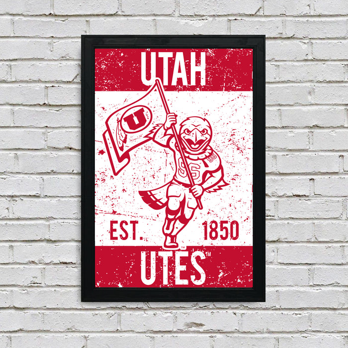 Limited Edition Utah Utes Vintage Mascot Poster Print Art - 13x19"