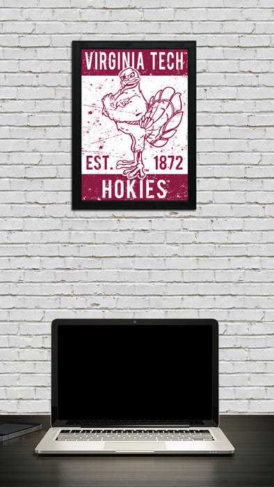 Limited Edition Virginia Tech Hokie Bird Vintage Poster Art Print