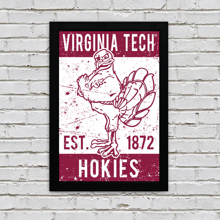 Limited Edition Virginia Tech Hokie Bird Vintage Poster Art Print