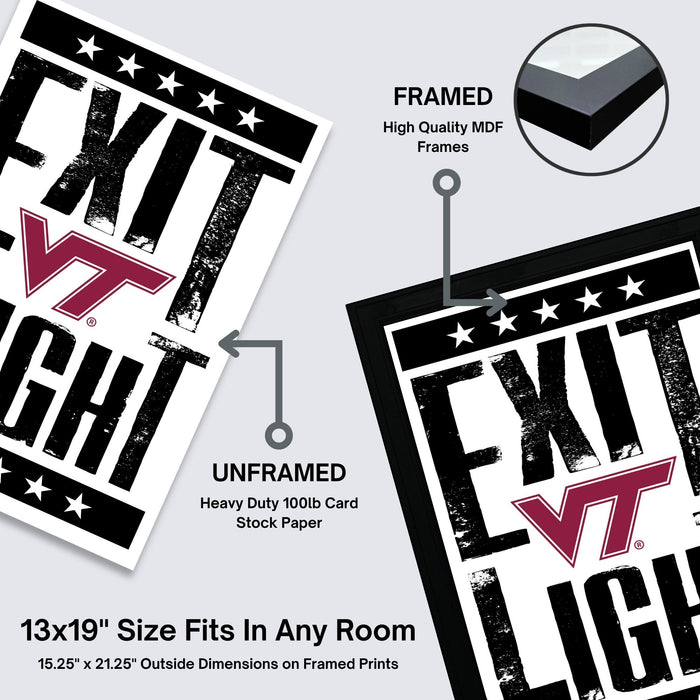 Limited Edition Virginia Tech Exit Light Letterpress Poster Art Print