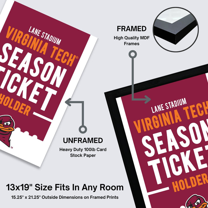 Limited Edition Virginia Tech Poster - Season Ticket Holder Art Print - 13x19"