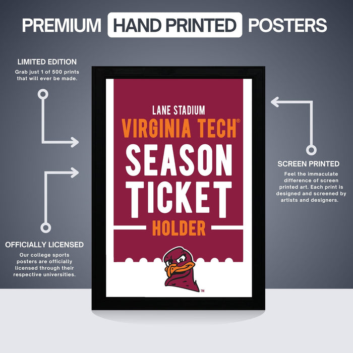Limited Edition Virginia Tech Poster - Season Ticket Holder Art Print - 13x19"