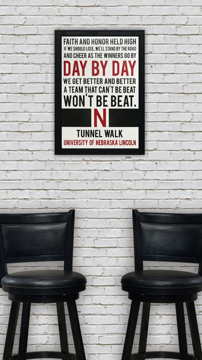 Limited Edition Day By Day Nebraska Cornhuskers Tunnel Walk Poster Art - 13x19"