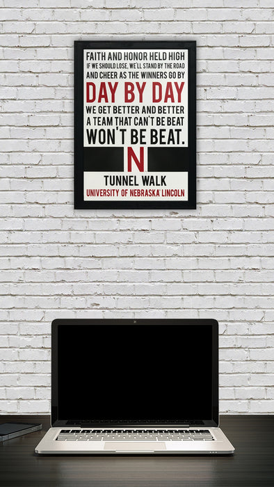 Limited Edition Day By Day Nebraska Cornhuskers Tunnel Walk Poster Art - 13x19"