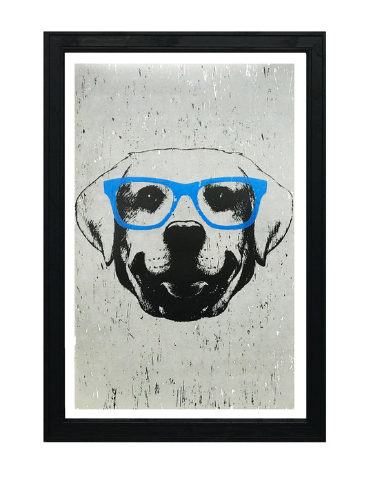 Limited Edition Labrador Retriever with Blue Glasses Art Print / Poster - 13x19"