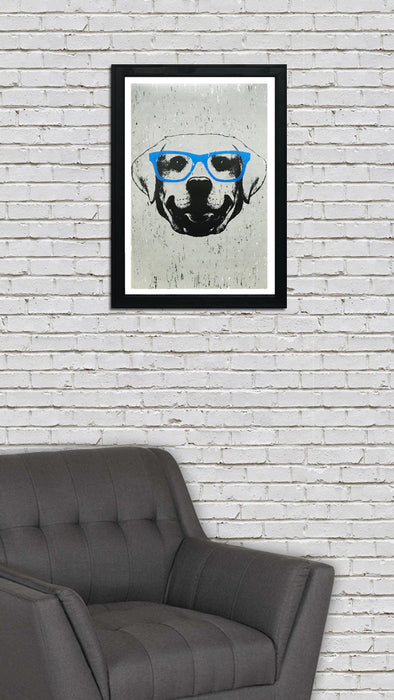 Limited Edition Labrador Retriever with Blue Glasses Art Print / Poster - 13x19"