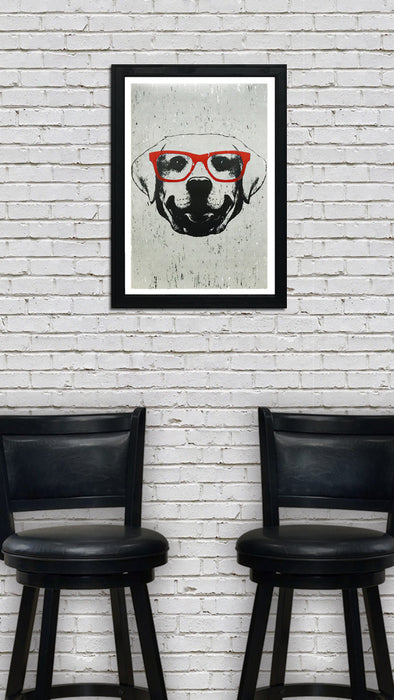 Limited Edition Labrador Retriever with Orange Glasses Art Print / Poster - 13x19"