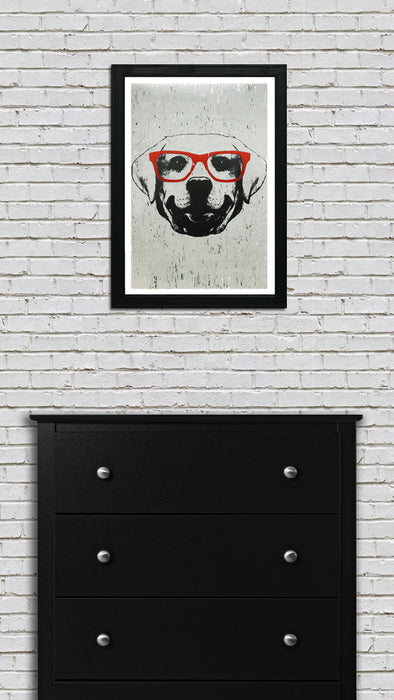 Limited Edition Labrador Retriever with Orange Glasses Art Print / Poster - 13x19"