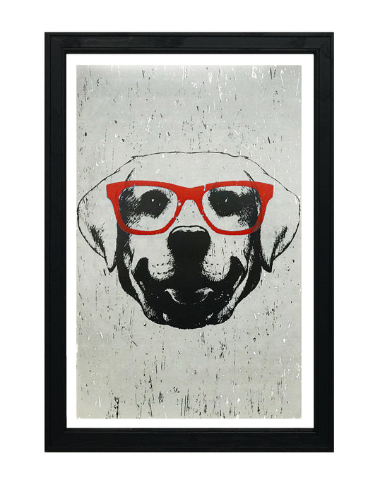 Limited Edition Labrador Retriever with Orange Glasses Art Print / Poster - 13x19"