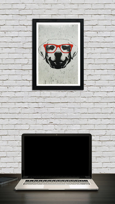 Limited Edition Labrador Retriever with Orange Glasses Art Print / Poster - 13x19"